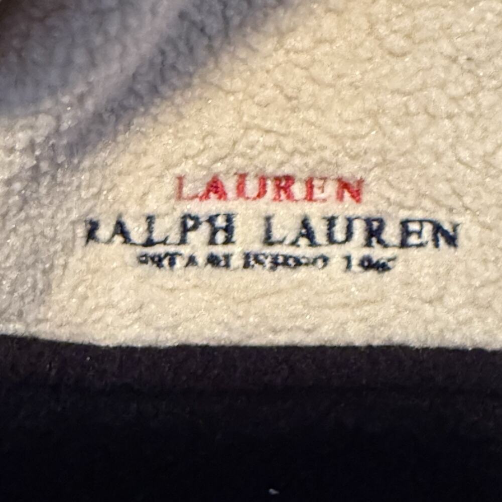 Lauren Ralph Lauren 1/4 Zip Fleece Pullover Women Medium Black Beige Quarter USA - Picture 4 of 8